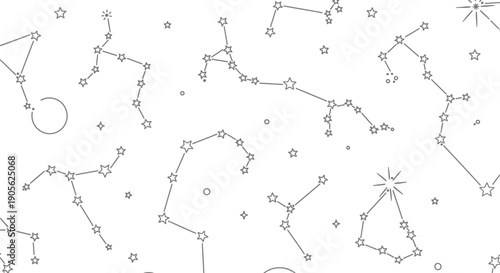 Seamless pattern featuring many constellations.