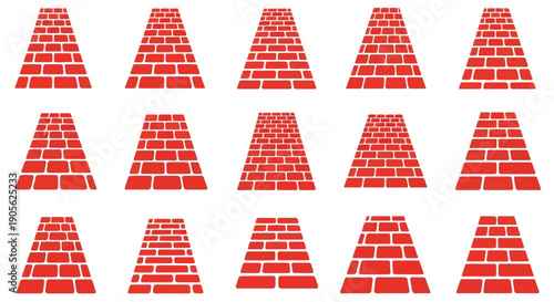 Perspective brick wall patterns with different grout spacing, offering unique visual textures and depths for creative design projects and architectural visualizations