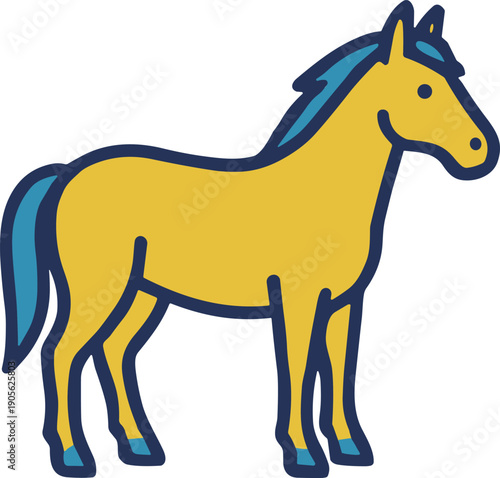 シンプルな馬のフラットベクターアイコン 家畜・動物イラスト