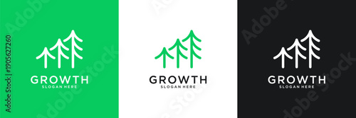 Tree growth logo design inspiration. Abstract tree shape logo usable for business, eco and nature.
