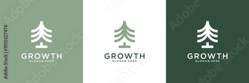 Abstract growth financial logo template. Bar chart statistics business logo and business card.