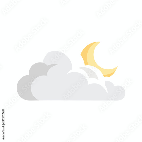 Moon behind clouds serene night sky illustration
