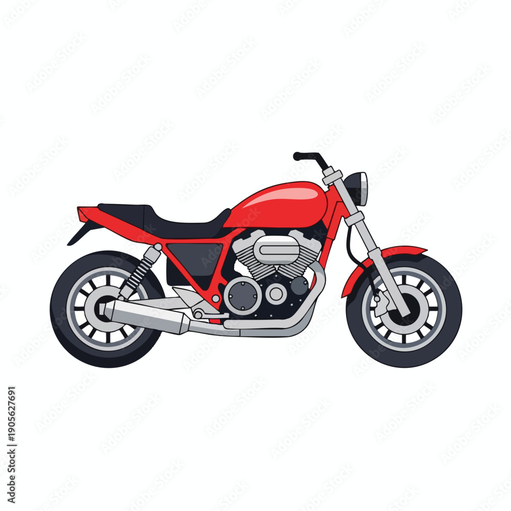 Fototapeta premium Red Motorcycle Illustration