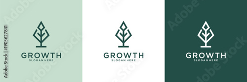 Tree growth logo design inspiration. Abstract tree shape logo usable for business, eco and nature.