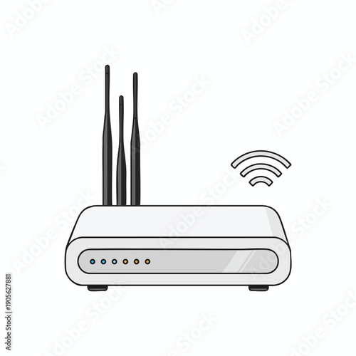 Wireless Router with Antennae Illustration