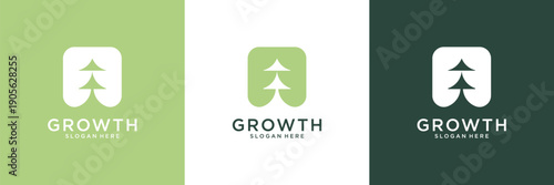 Tree growth logo design inspiration. Abstract tree shape logo usable for business, eco and nature.