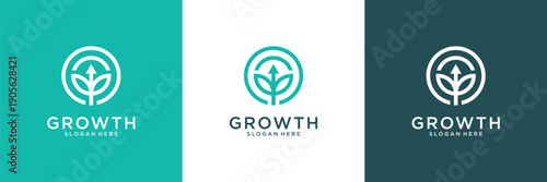 Tree growth logo design inspiration. Abstract tree shape logo usable for business, eco and nature.