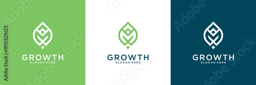 Tree growth logo design inspiration. Abstract tree shape logo usable for business, eco and nature.