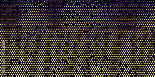 Abstract digital art featuring a gradient of yellow and purple pixels
