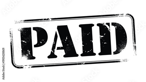 Paid Stamp: A bold and prominent PAID stamp, signifying transaction, marking a document as settled, representing financial clarity.
