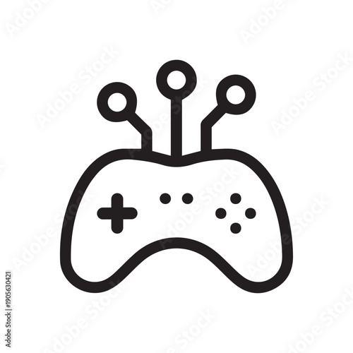 AI game controller isolated icon, AI in gaming vector icon with editable stroke
