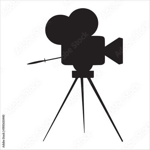 Vintage Film Camera Icon On Tripod