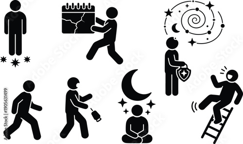 People engaging in various activities and emotions in modern style