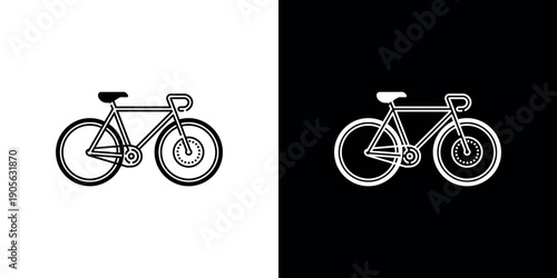Black and white bicycle on contrasting backgrounds bike outline