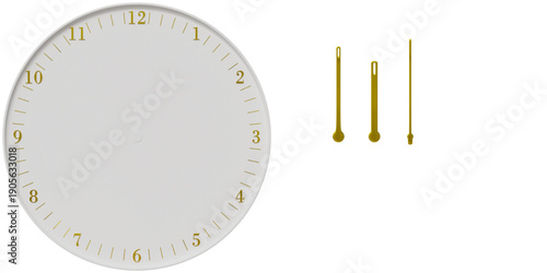 Simple White and Gold 3D Wall Clock with Separated Hands