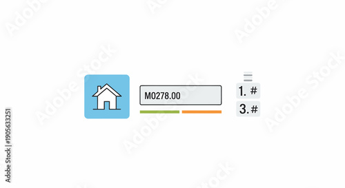 Modern interior design illustration featuring a house icon, minimalist elements, and a simple color scheme in a vector graphics file.