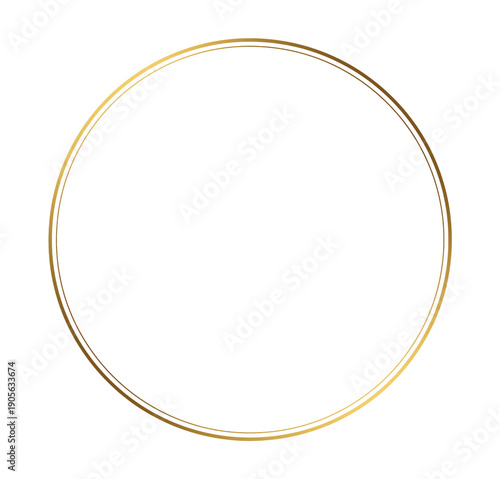 Thin Golden Double Circle Frame isolated on a transparent background