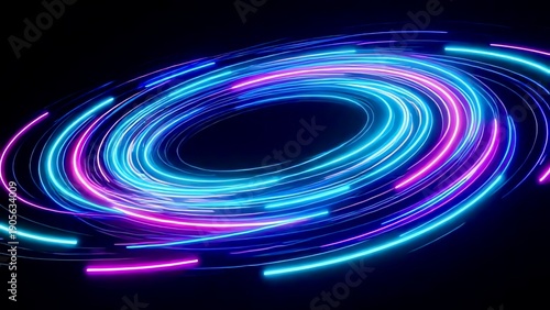 A fast-paced 3D loop featuring glowing neon lines that create a high-energy, futuristic feel.