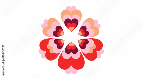 Symmetrical Valentine Heart Floral Flat Vector Design