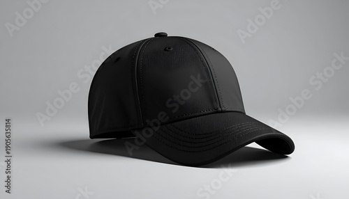 Wallpaper Mural Solid black baseball cap with classic curved brim resting on a gray surface Torontodigital.ca