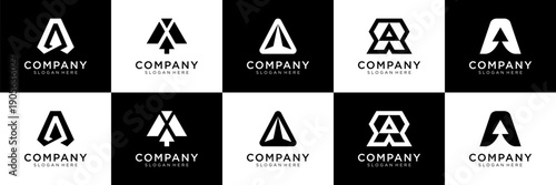 Set of letter A logo design inspiration. Abstract arrow logo design. Universal icon for business and branding. minimalist elegant design vector illustration.