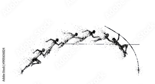 Pole Vault Sequence: Athlete Running, Jumping, and Clearing Bar