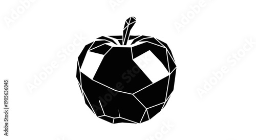 Polygonal Apple Silhouette, Geometric Fruit, Low Poly Design
