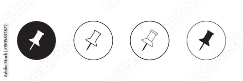 Push pin icon set. social media, Instagram pin icon. needle, pinned, attach, and note symbol. vector illustrator. eps10