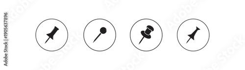 Push pin icon set. social media, Instagram pin icon. needle, pinned, attach, and note symbol. vector illustrator. eps10.