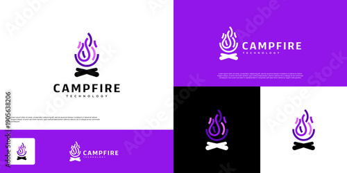 Digital solution logo with an abstract concept of fire, speed, accuracy, and passion, vector design illustration.