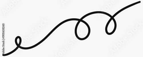 Abstract scribble line, wavy stroke. Freeform squiggles and brush marks for highlights, underlines, accents, typography decoration and expressive graphic design. Line squiggle cable