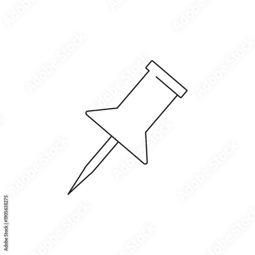 Push pin icon flat style. Paperclip, notice board, Needle, pin, attach, outlined, flat, pin icon. Vector illustration. eps10