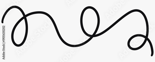 Abstract scribble line, wavy stroke. Freeform squiggles and brush marks for highlights, underlines, accents, typography decoration and expressive graphic design. Line squiggle cable
