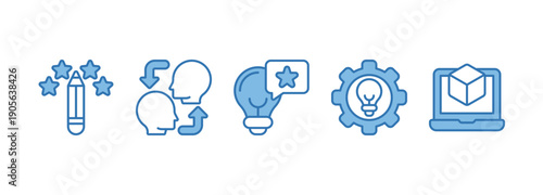 Design thinking process infographic concept. Vector icons illustrate inspiration, empathy, ideation, implementation and prototyping.
