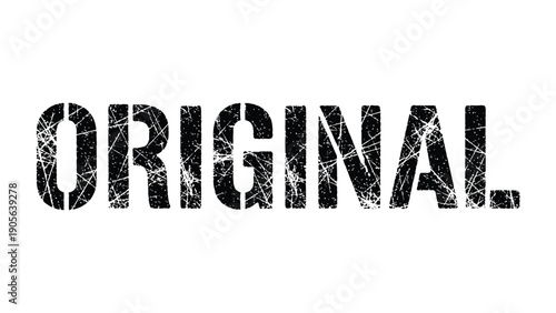 Original in Bold Print: A striking, bold depiction of the word original etched in black lettering, showcasing a unique design, ideal for conveying authenticity and creative essence. 