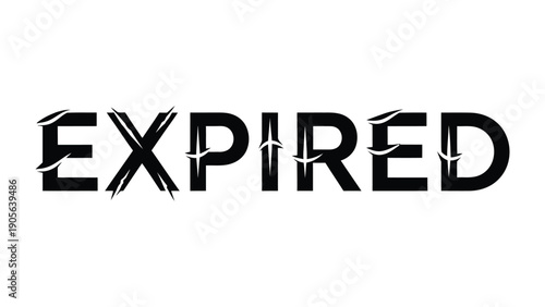 Expired Status: Bold typography declares an EXPIRED status, emphasizing the end of validity or usability with visual emphasis.