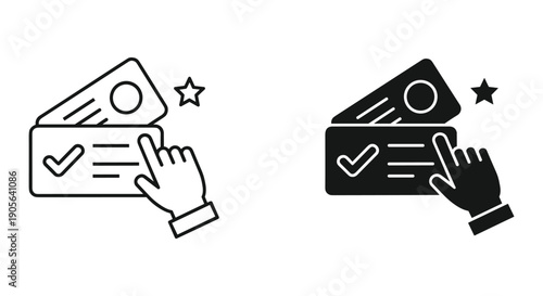 Hand clicking approval checkbox on digital document with star rating for business success and verification