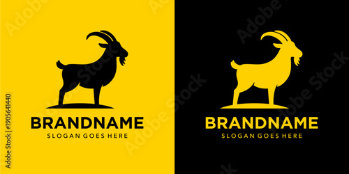 black and yellow mountain goat vector logo