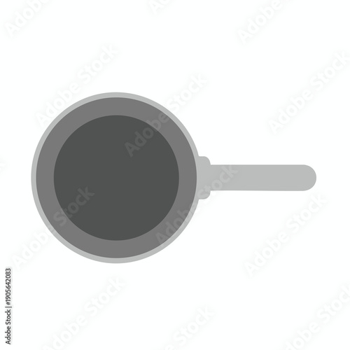 A top down view of a modern frying pan for cooking and kitchen use