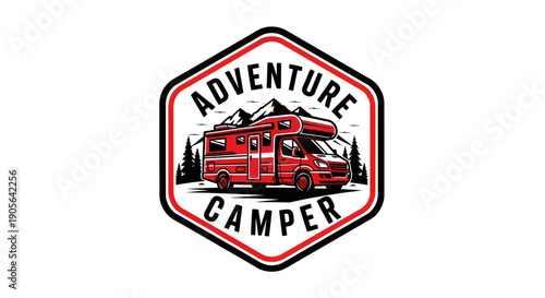 Adventure Camper RV motorhome on a scenic mountain road.