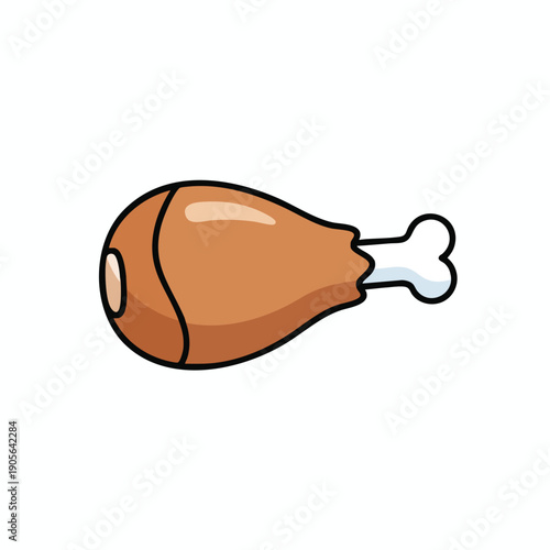 Freshly Cooked Chicken Leg with Bone on a White Background