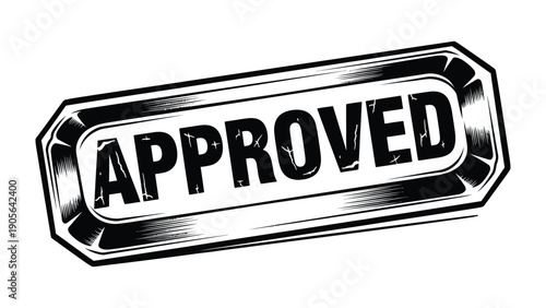 Approved Stamp: A bold, monochrome stamp declaring APPROVED is boldly displayed, the graphic a clear symbol of authorization and confirmation.