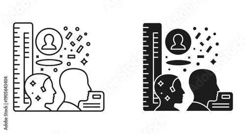 Measuring Human Profiles with Rulers and Data Icons in Black and White