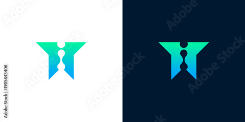 Abstract geometric digital technology logo design with gradient colors