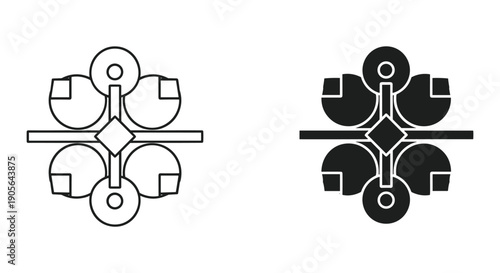 Minimalist family tree icons black and white vector illustration isolated on background genealogy symbols