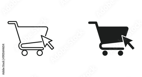 Empty shopping carts vector icons isolated on white background for retail business and ecommerce design