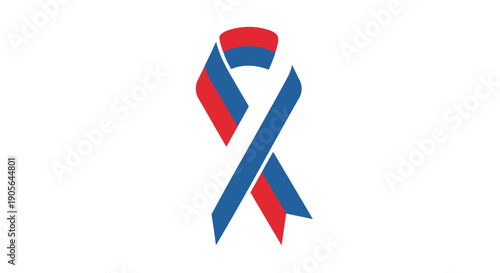 Red, white, and blue ribbon symbol, vector illustration, awareness ribbon or symbol for support or charity, Isolated on transparent background, png