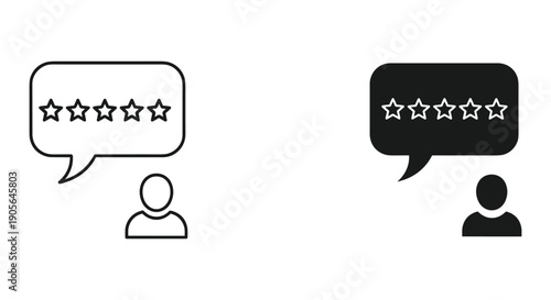 Customer Reviews with Five Stars Feedback in Simple Icons
