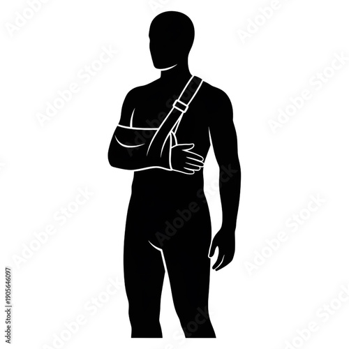 Man with Arm in Sling Silhouette Icon – Broken Bone Injury and First Aid Symbol