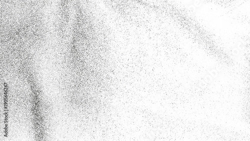 Abstract stipple texture. Grainy vignette frame with stipple effect. Black halftone sand gradation in noisy gradient dotted background. Grunge fade with vector dust effect.
